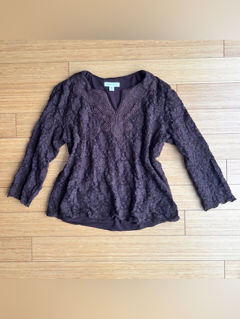 Y2K vintage brown lace 3/4 sleeve fairy knit top